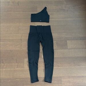 SET Active Brown One-Shoulder Top and Leggings Set